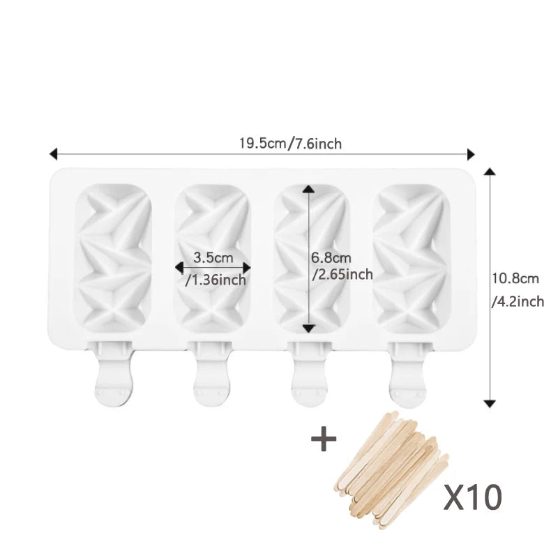 4/ 6 Cell Silicone Ice Cream Popsicle Mold With Handle - Motionshop