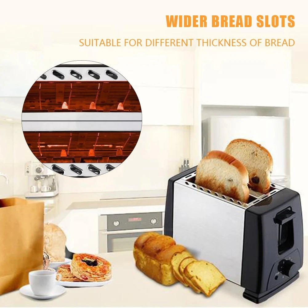 2 Slice Automatic Bread Toaster Fast Heating Breakfast Maker Machine Home Stainless Steel Toaster Oven Baking Cooking Tool