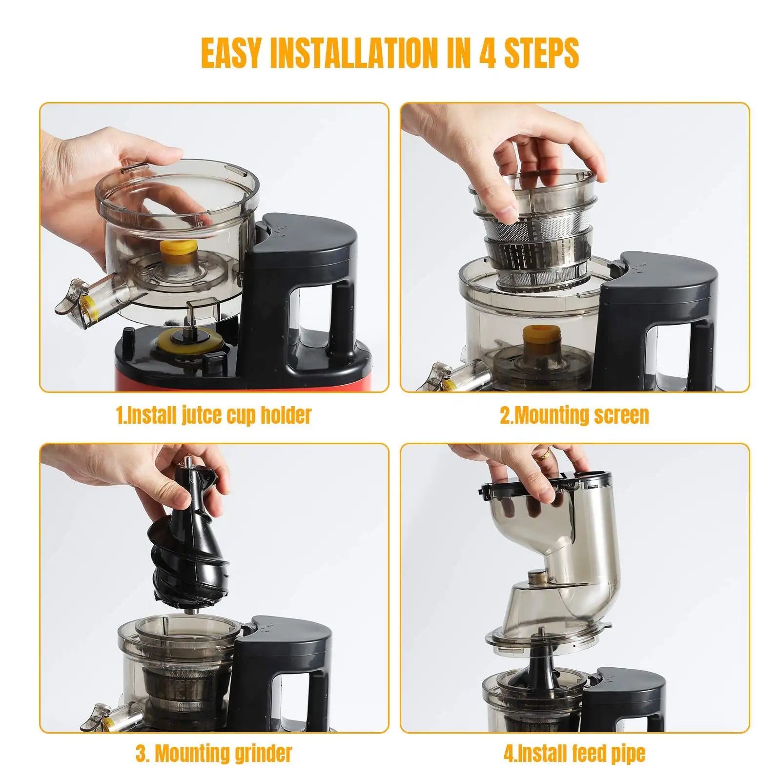 500W Multifunctional Juicer Cold Press Household Residue Separation Large Caliber Fruit and Vegetable Juice Extractor