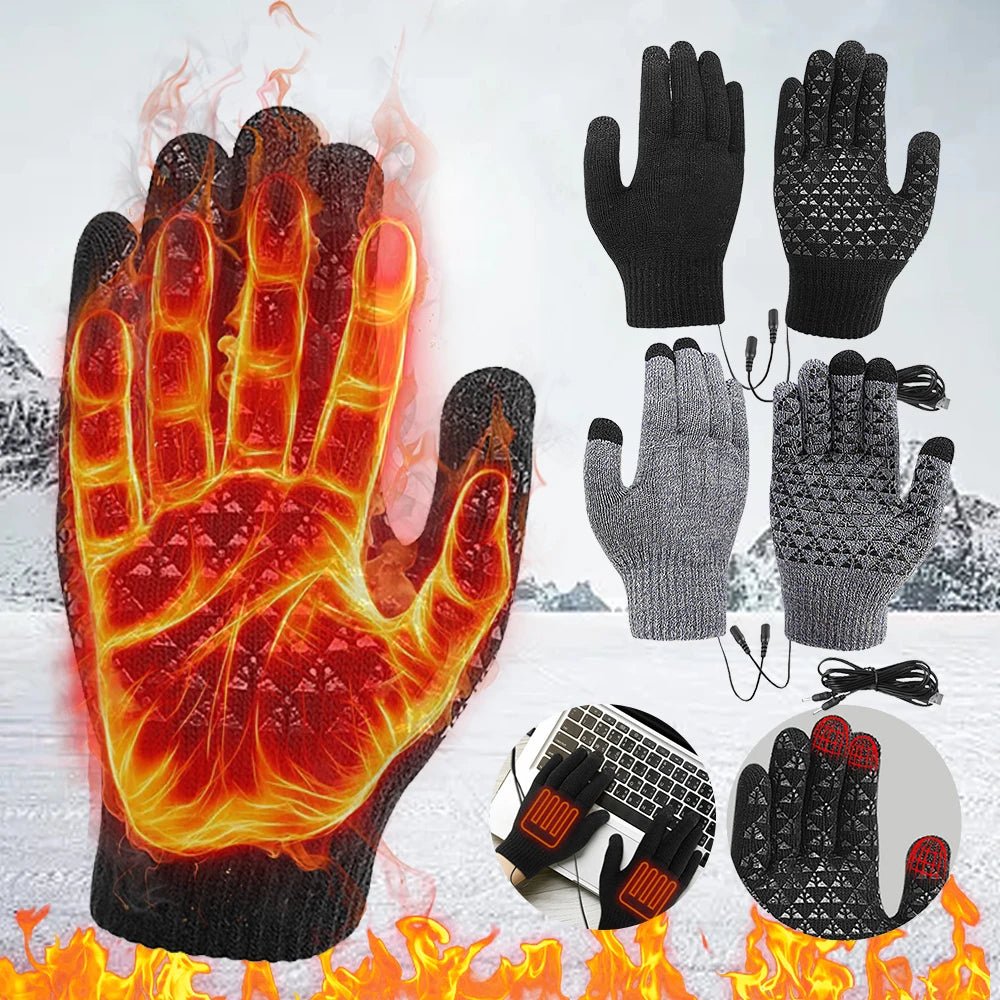 Electric Heated Gloves Winter Warm Gloves USB Touch Screen Gloves