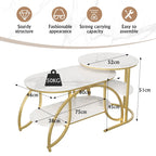 ROSAHQNDA Set of 2 Modern Coffee Tables Sofa table with 2 Layer Shelves MDF Board and Stable Metal Racks living room furniture