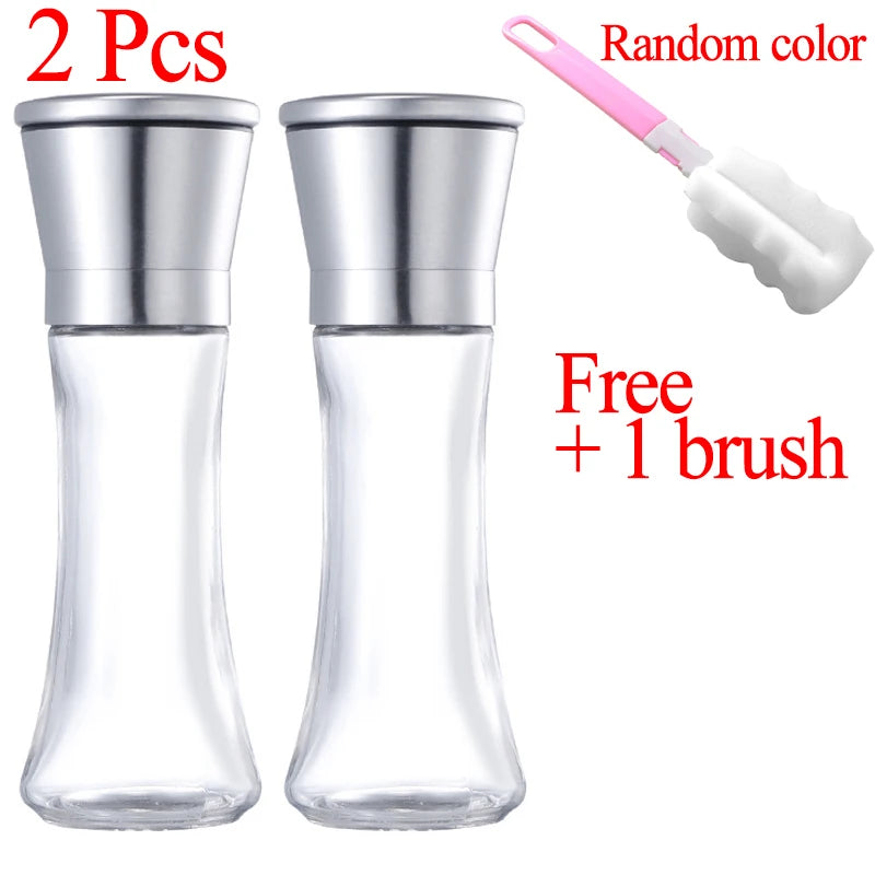 Stainless Steel Mill Glass Body Spice Salt and Pepper Grinder - Motionshop