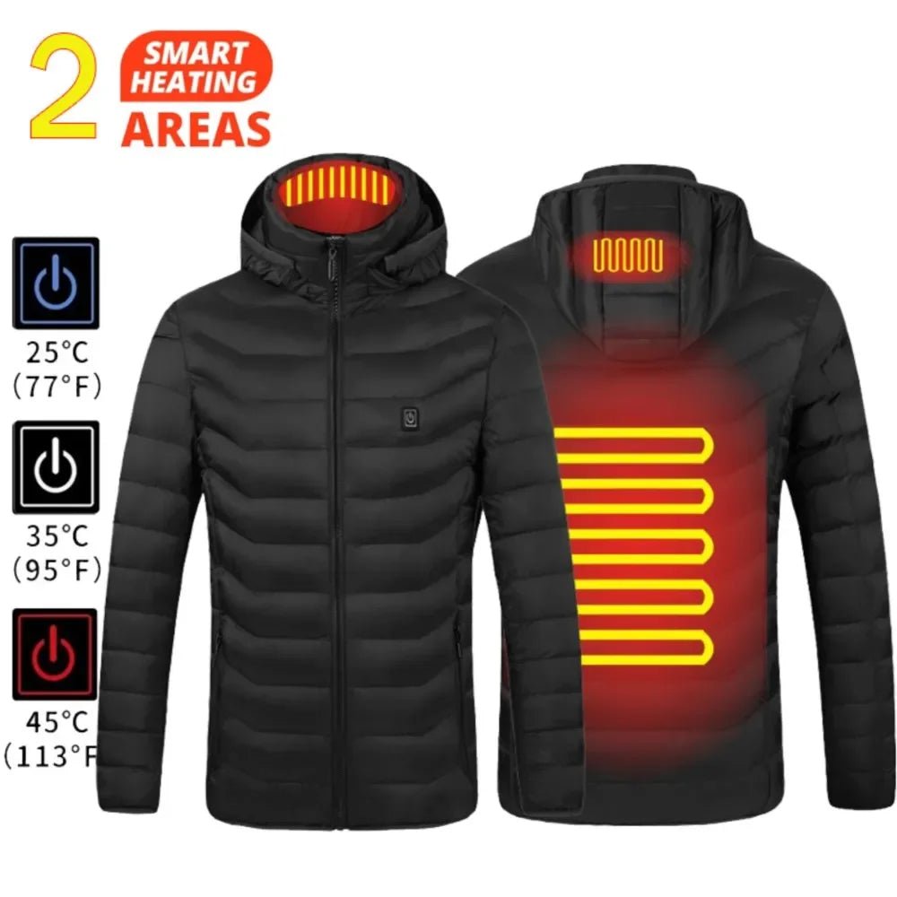 USB Self Heated Jacket Warm Coats Winter Thermal Skiing Camping Hiking Jacket
