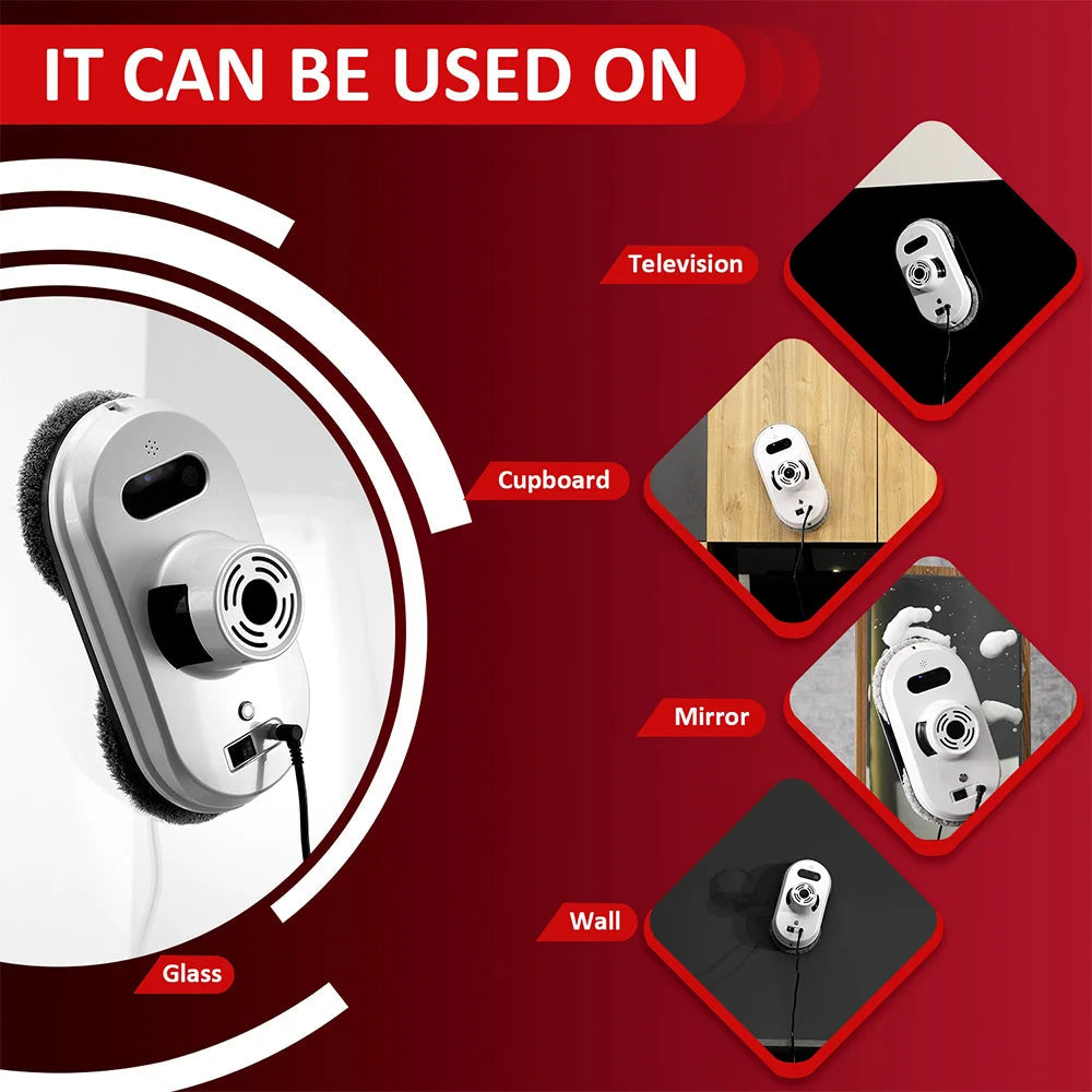 6000Pa Household window robot vacuum cleaner automatic water spray cleaning remote control electric window wiper glass wiper