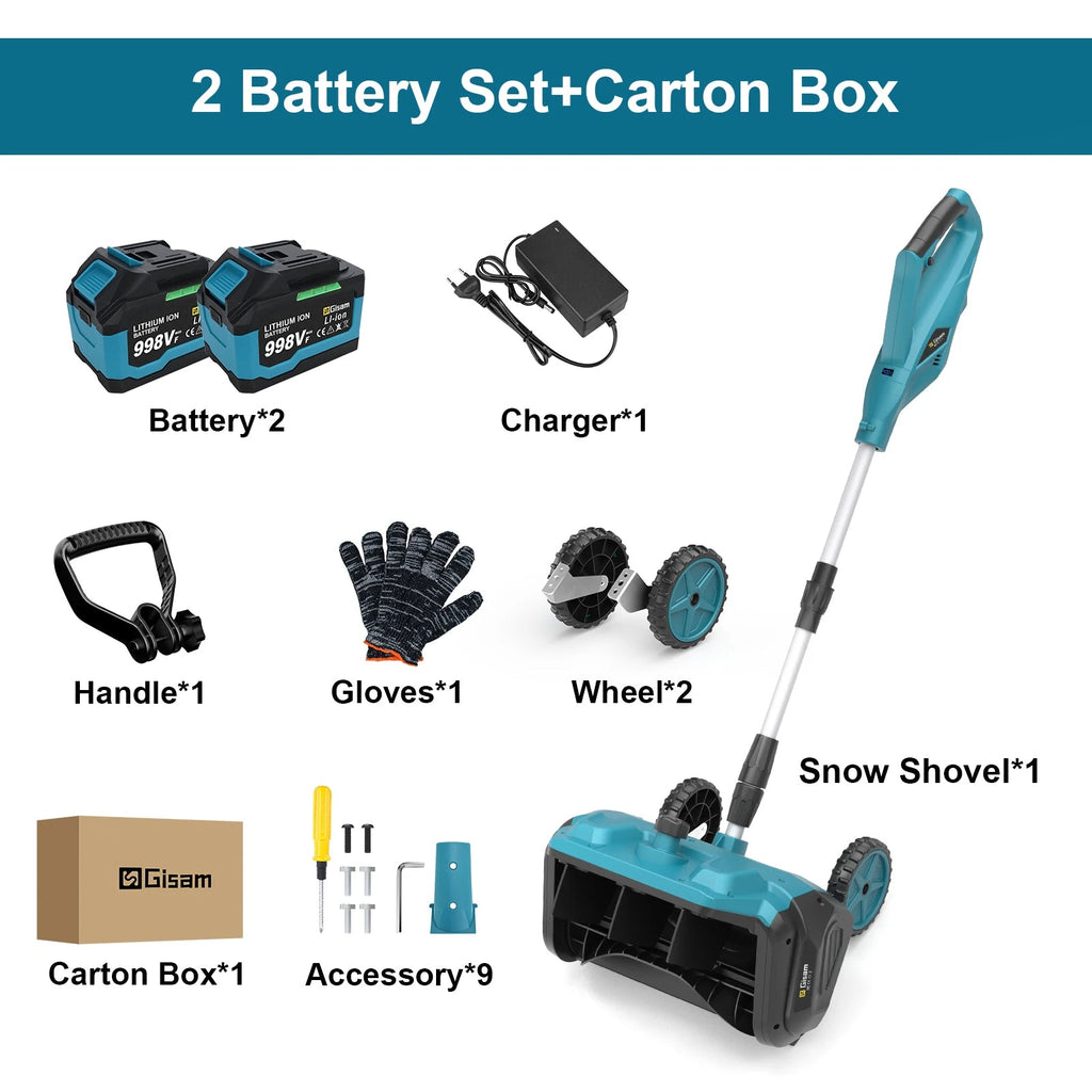 13inch Brushless Electric Snow Plow Sweeper-Cordless 18V Battery Pin