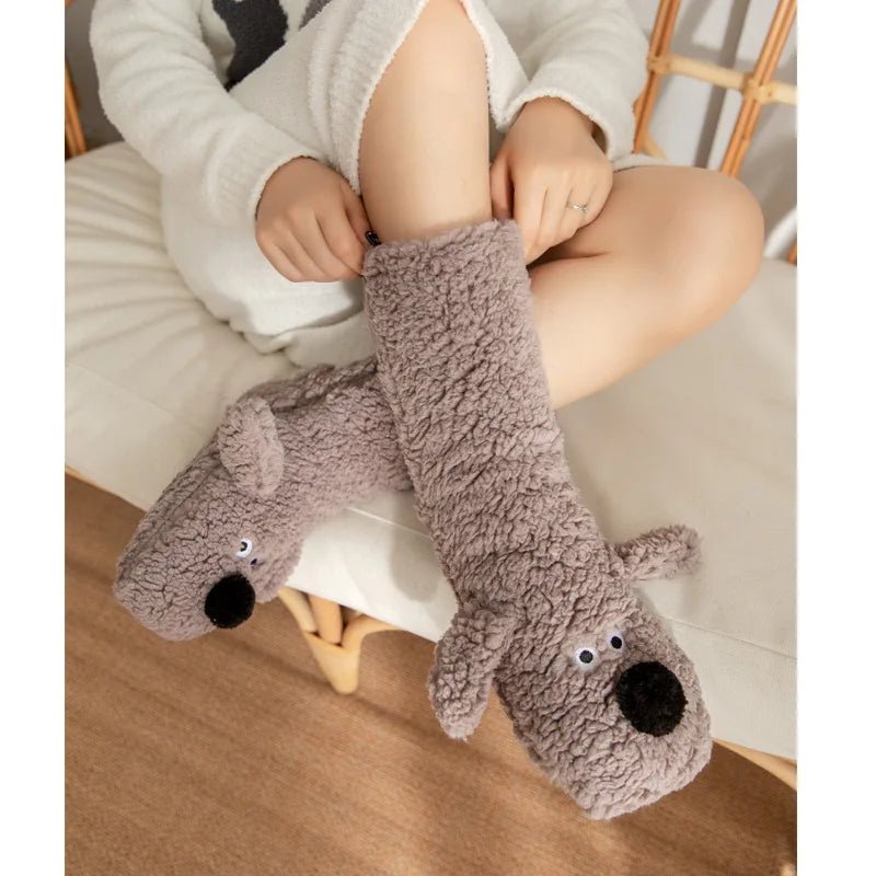 Women Non Slip Indoor Slipper Socks Fleece Lined Thick Warm Sleep Coral Velvet Home Floor Socks