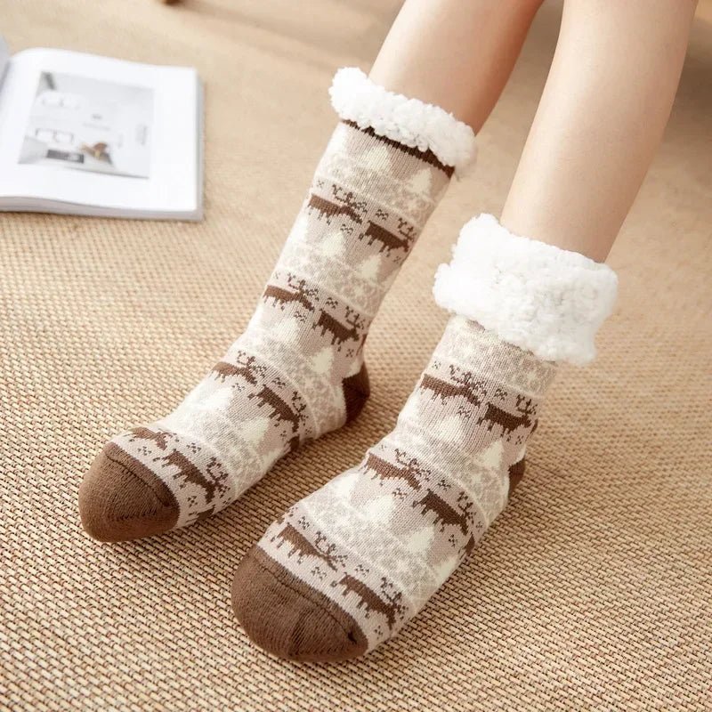 Thermal Winter Warm Slipper Socks Non Slip Grip Fluffy Fuzzy Slipper Socks Short Furry Monkey - Motionshop