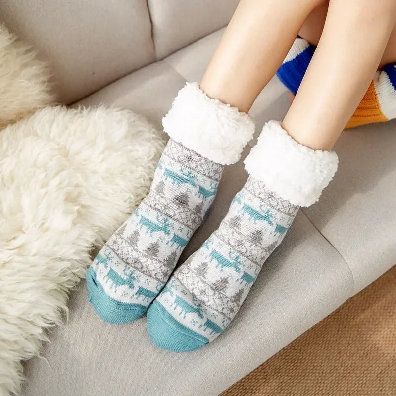 Thermal Winter Warm Slipper Socks Non Slip Grip Fluffy Fuzzy Slipper Socks Short Furry Monkey
