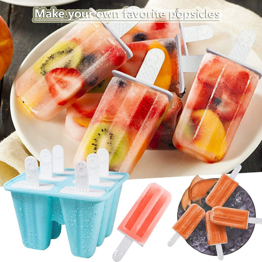 4/ 6 Cell Silicone Ice Cream Popsicle Mold With Handle - Motionshop