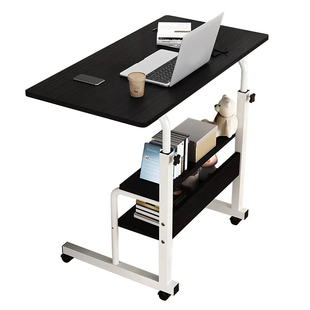 Adjustable Laptop Desk with Wheels Movable Bedside Table Liftable Computer Desk Bedroom Office Portable Study Table