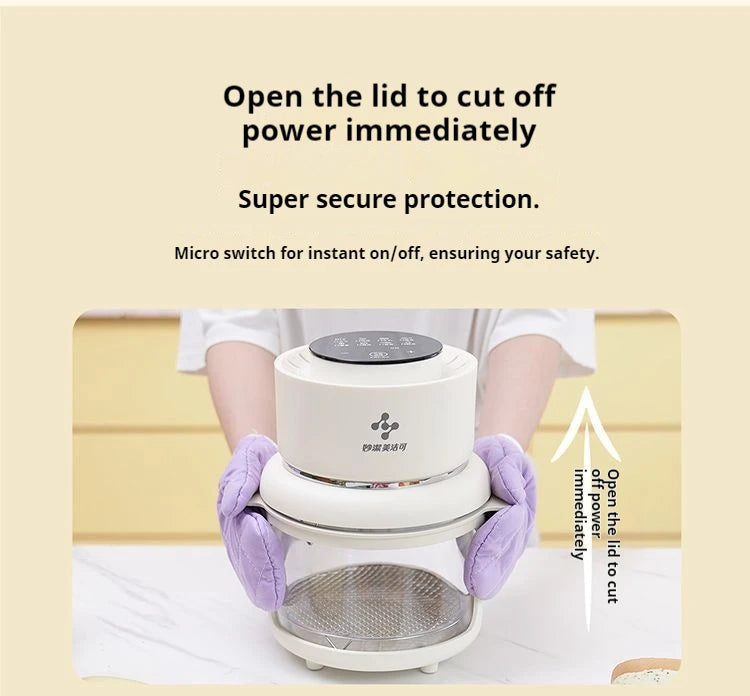 Large capacity electric oven with air fryer, beige French fry maker, gift visible fryer