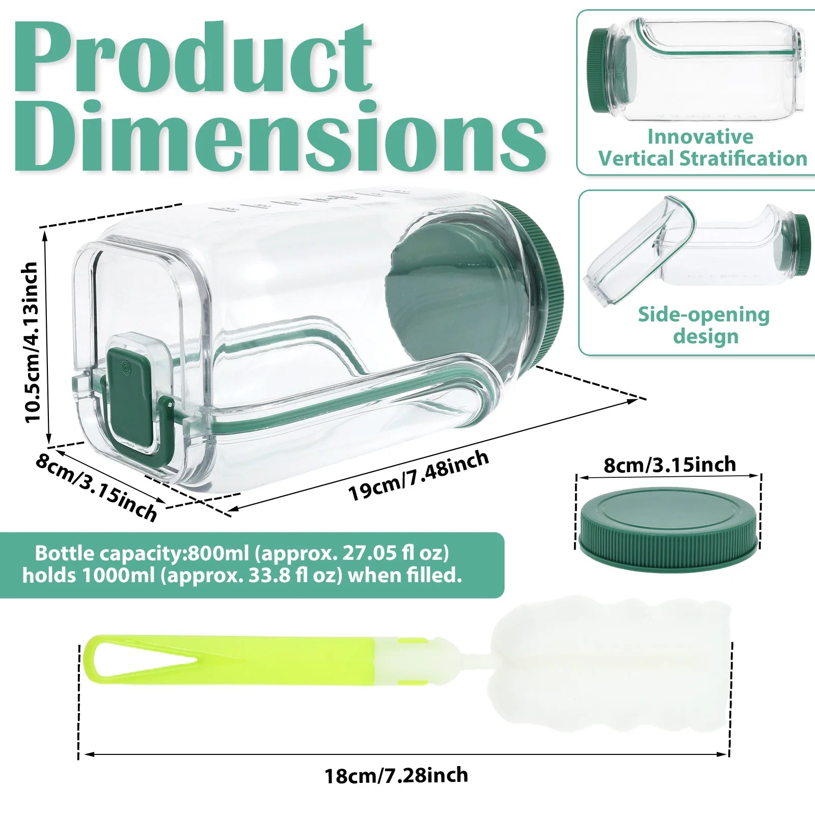 Salad Jar with Side Opening Leakproof Fruit Salad Container Mason Jar Salad Container for Lunch Work Travel & Outdoor