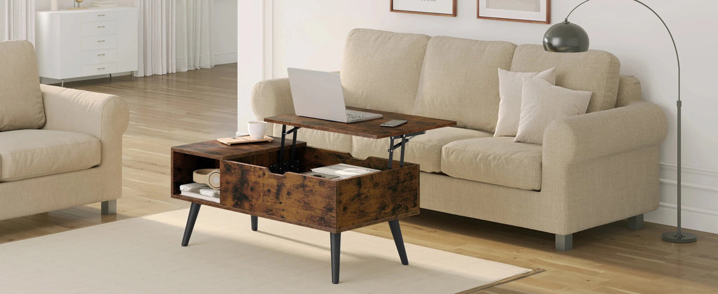 WOLTU Height-Adjustable Coffee Table Living Room Table with Hidden Storage Lifting Board Folding Table for Side Sofa Decor Home