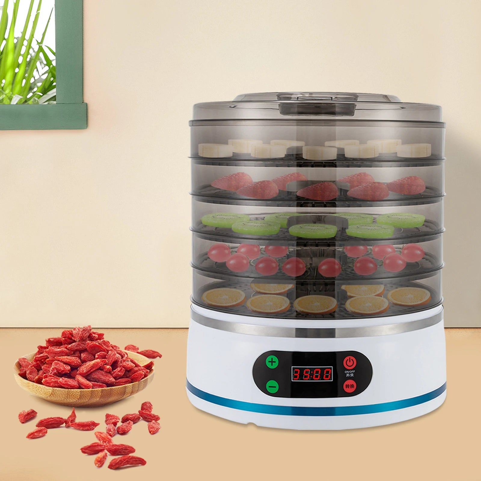 Food Dehydrator 5 Tiers 350W High-power Temperature-controlled Electric Food Dryers for Dried Fruits Vegetables or Meat Motionshop