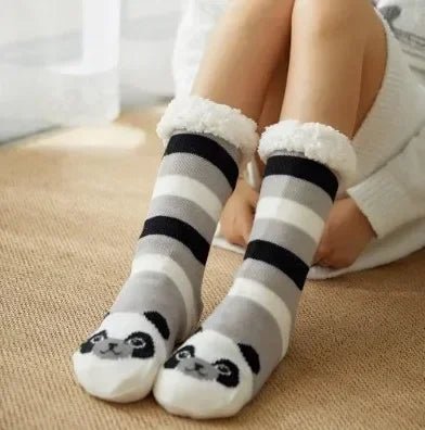 Thermal Winter Warm Slipper Socks Non Slip Grip Fluffy Fuzzy Slipper Socks Short Furry Monkey