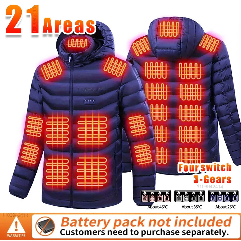 USB Self Heated Jacket Clothing Winter Ski Camping Heated Down Jacket
