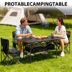 Foldable Camping Table Carbon Steel Picnic Table with Storage Mesh Bag Portable Outdoor BBQ Desk for Beach Backyard Party Games