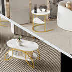 ROSAHQNDA Set of 2 Modern Coffee Tables Sofa table with 2 Layer Shelves MDF Board and Stable Metal Racks living room furniture