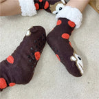 Thermal Winter Warm Slipper Socks Non Slip Grip Fluffy Fuzzy Slipper Socks Short Furry Monkey
