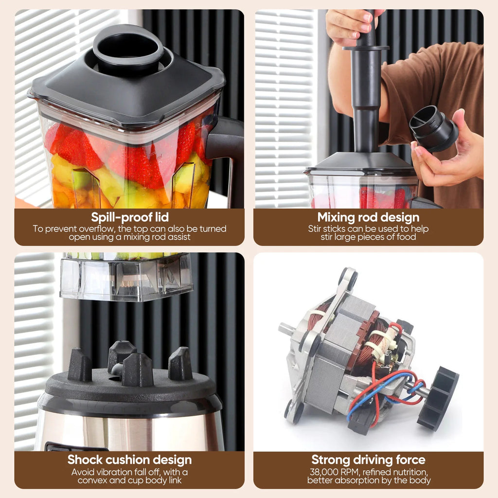 3-in-1 Powerful Table Blender Mixer Juicer Smoothie Maker 0.5/1.5/2.5L 3Container Food Processor Blender Mixer for Ice Nut Fruit