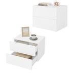 WOLTU 2PCS/Set Modern Bedroom Nightstand Hanging Bedside Table Wall Mounted Bedside Cabinet with Drawer for Living Room