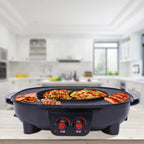 2-in-1 Electric Grill Hot Pot Electric Grill 2000W Hot Pot Shabu Shabu Hot Pot with Grill for 5-6 People