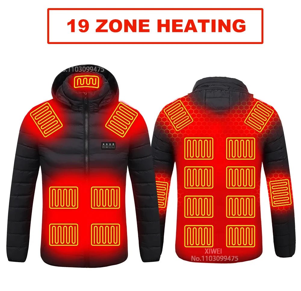 USB Electric Self Heating Jacket Winter Coat Warm Clothing 2-21 Areas