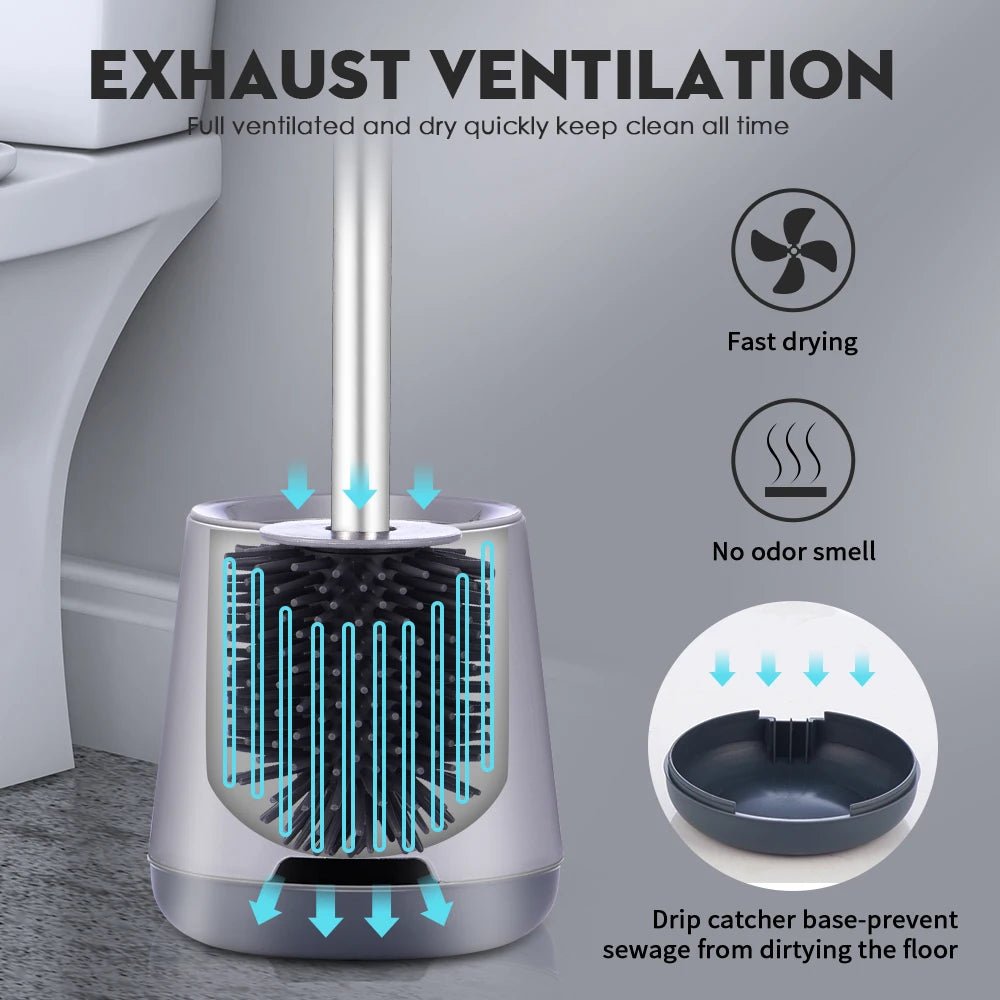 Long Handle Toilet Brush Silicone Toilet Brushes for BathroomToilet Cleaning Brush Bendable Silicone Brush Head