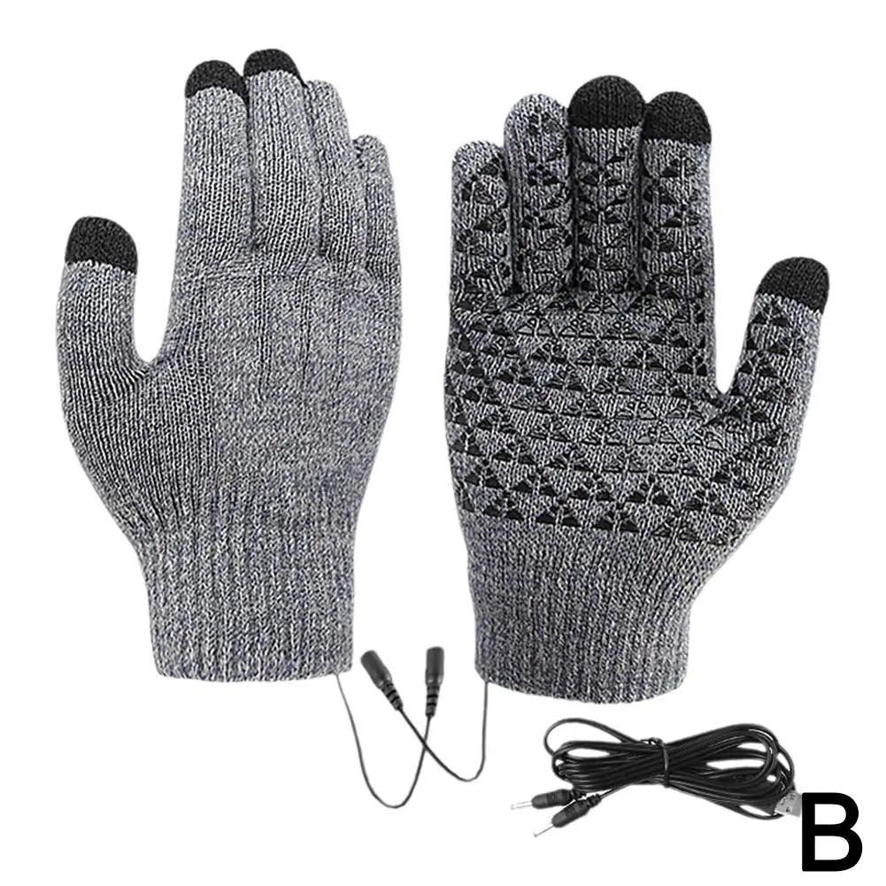 Electric USB Heated Gloves Winter Gloves Thermal Touch Screen Thermal Windproof Warm Knitted Glove Motorcycle Bicycle Gloves