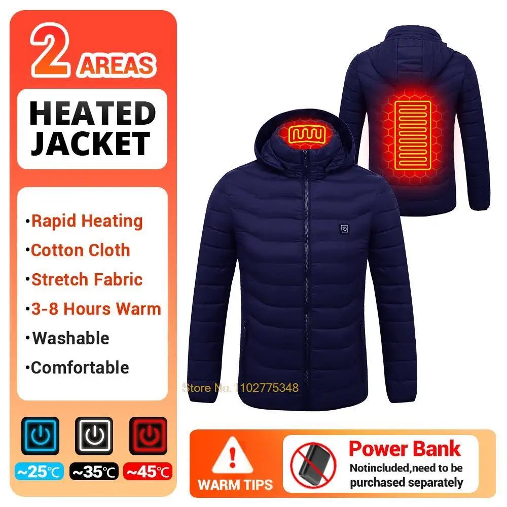 USB Electric Self Heating Jacket Winter Coat Warm Clothing 2-21 Areas