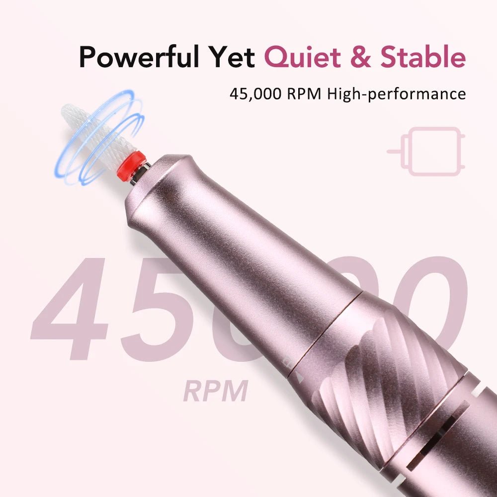 45000RPM Professional Electric Nail Drill Machine Low Noise Rechargeable Nail File Nails Accessories Gel Nail Polish Sander