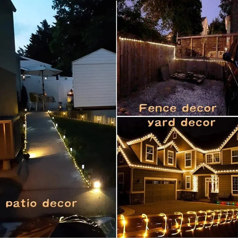 Solar Rope Lights Solar LED Light Path Deck Outdoor Garden Solar String Lights Waterproof Outdoor Lighting Strips 8 Light Modes - Motionshop