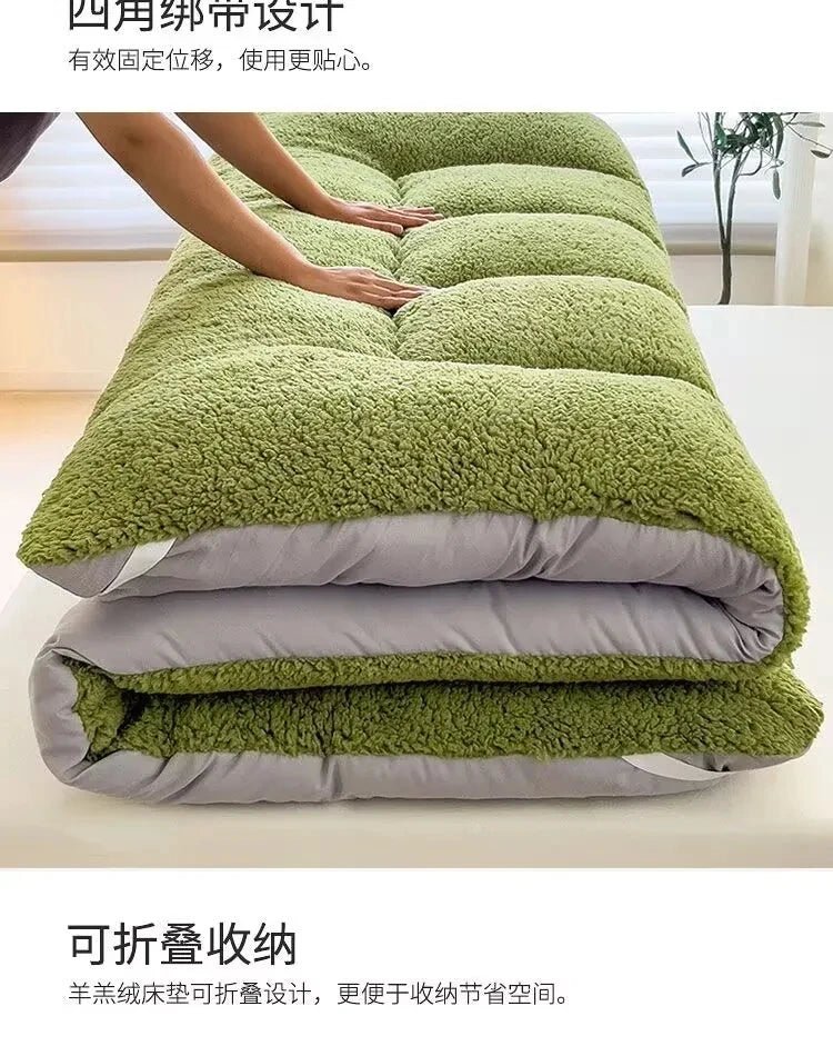 Mattress Topper Warm Lamb Fleece Mattress Upholstered Bed Winter Student Dormitory Sleeping Pad Single Double Floor Mat