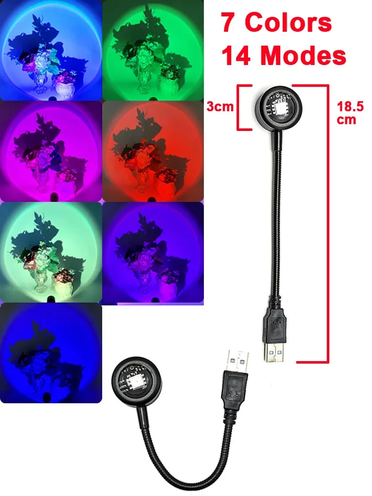 Mini USB Atmosphäre Nachtlicht Sonnenuntergang Projektionslampe ABS für Schlafzimmer Live Hintergrund Wanddekoration Lichter