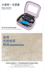 Portable Mini Leather Wallet With Mirror New Chinese Style Cow Leather Storage Bag For Coins And Earphones