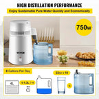 220V Water Distiller Gal Pure Purifier Filter Dispenser Heating Drinking Bottle Softener Home Applianc 304 St