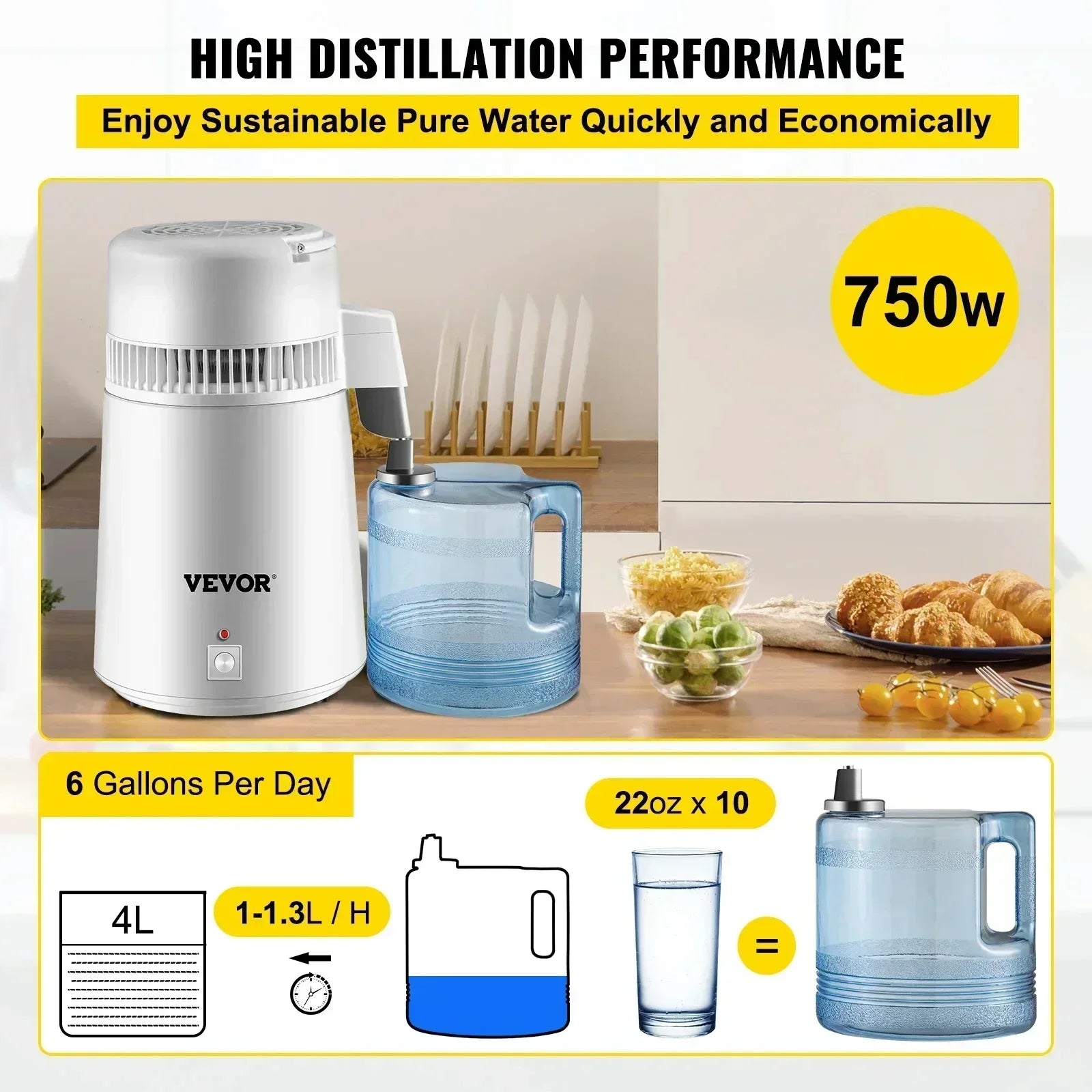 220V Water Distiller Gal Pure Purifier Filter Dispenser Heating Drinking Bottle Softener Home Applianc 304 St