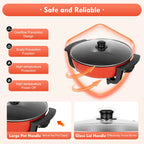 1360W Electric Hot Pot w/ 5 Temp Settings 6L Non-Stick Coating Large Capacity Skillet