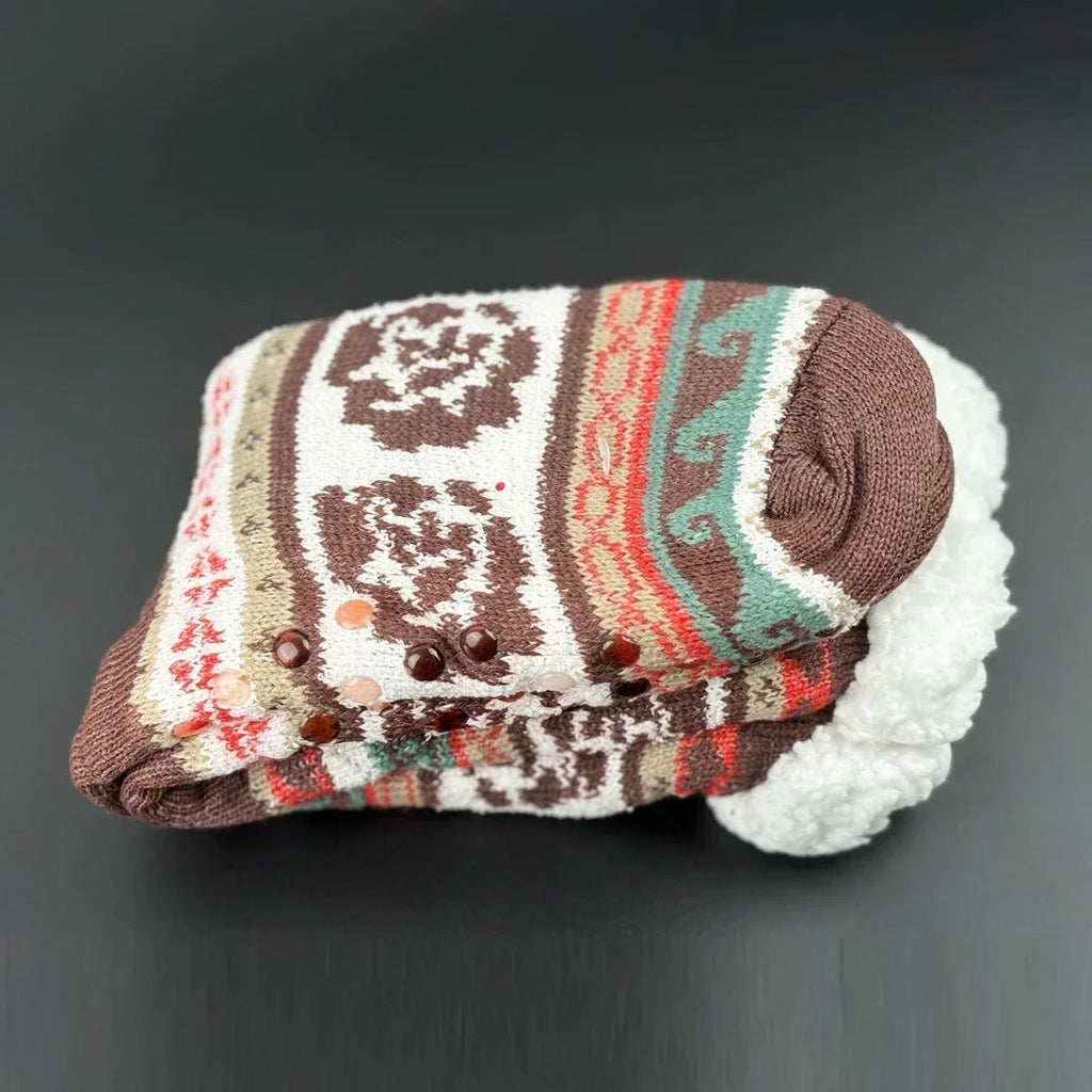 Thermal Winter Warm Slipper Socks Non Slip Grip Fluffy Fuzzy Slipper Socks Short Furry Monkey