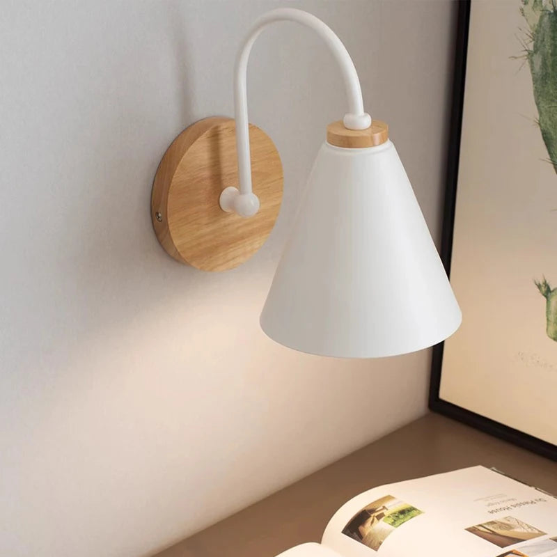 Solid Wood Wall Lamp – Modern Macaron Bedside Light - Motionshop
