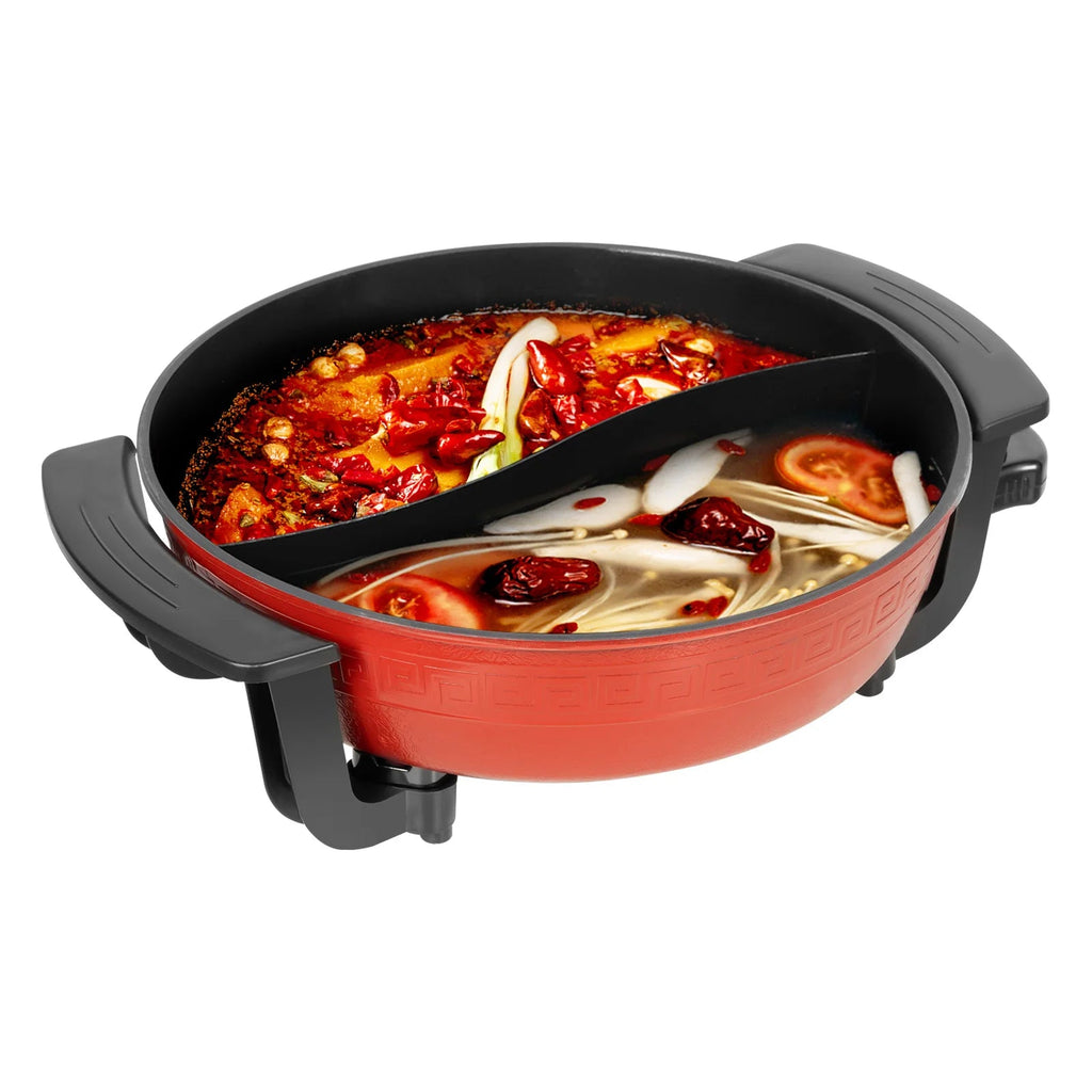 1360W Electric Hot Pot w/ 5 Temp Settings 6L Non-Stick Coating Large Capacity Skillet