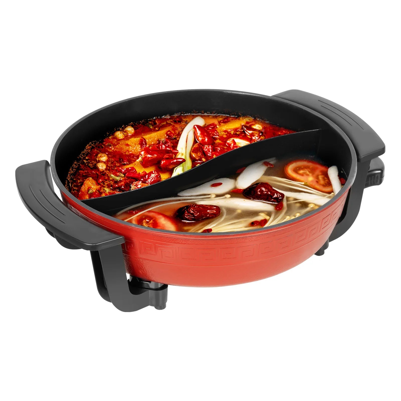 1360W Electric Hot Pot w/ 5 Temp Settings 6L Non-Stick Coating Large Capacity Skillet
