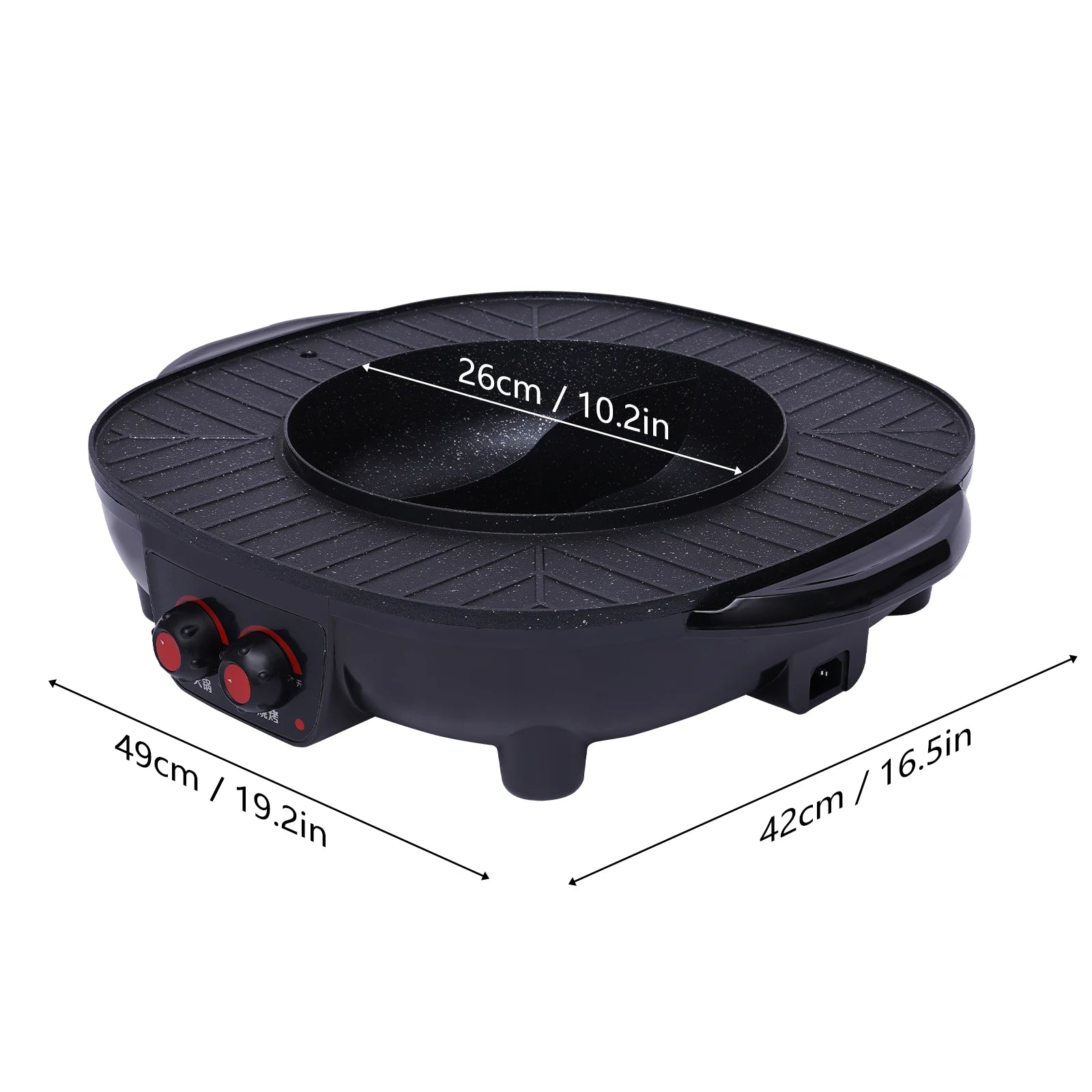 2-in-1 Electric Grill Hot Pot Electric Grill 2000W Hot Pot Shabu Shabu Hot Pot with Grill for 5-6 People