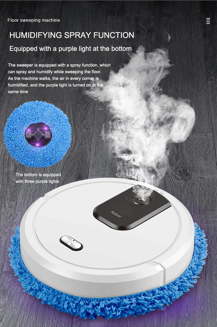 NEW Smart Sweeping and Mop Robot Vacuum Cleaner Dry and Wet Mopping Rechargeable Robot Home Appliance with Humidifying Spray