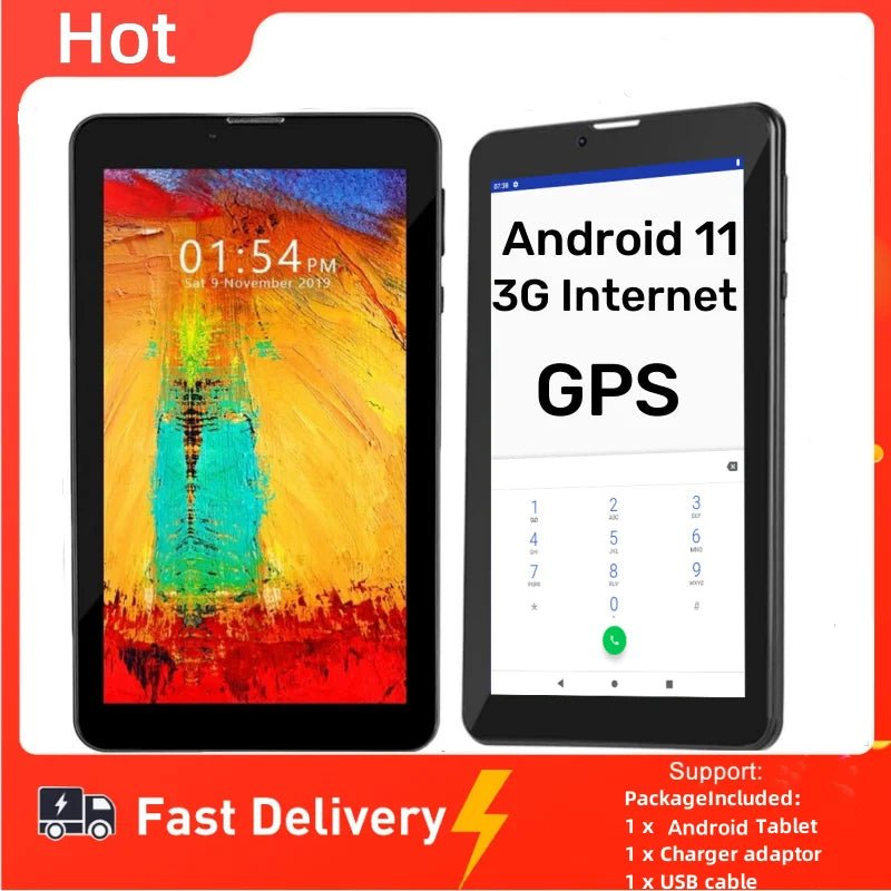 7 INCH 3G Phone Android 11 Tablet RAM 1GB 16G ROM WIFI Dual Camera Quad-Core 1024*600 IPS Screen