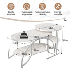 ROSAHQNDA Set of 2 Modern Coffee Tables Sofa table with 2 Layer Shelves MDF Board and Stable Metal Racks living room furniture
