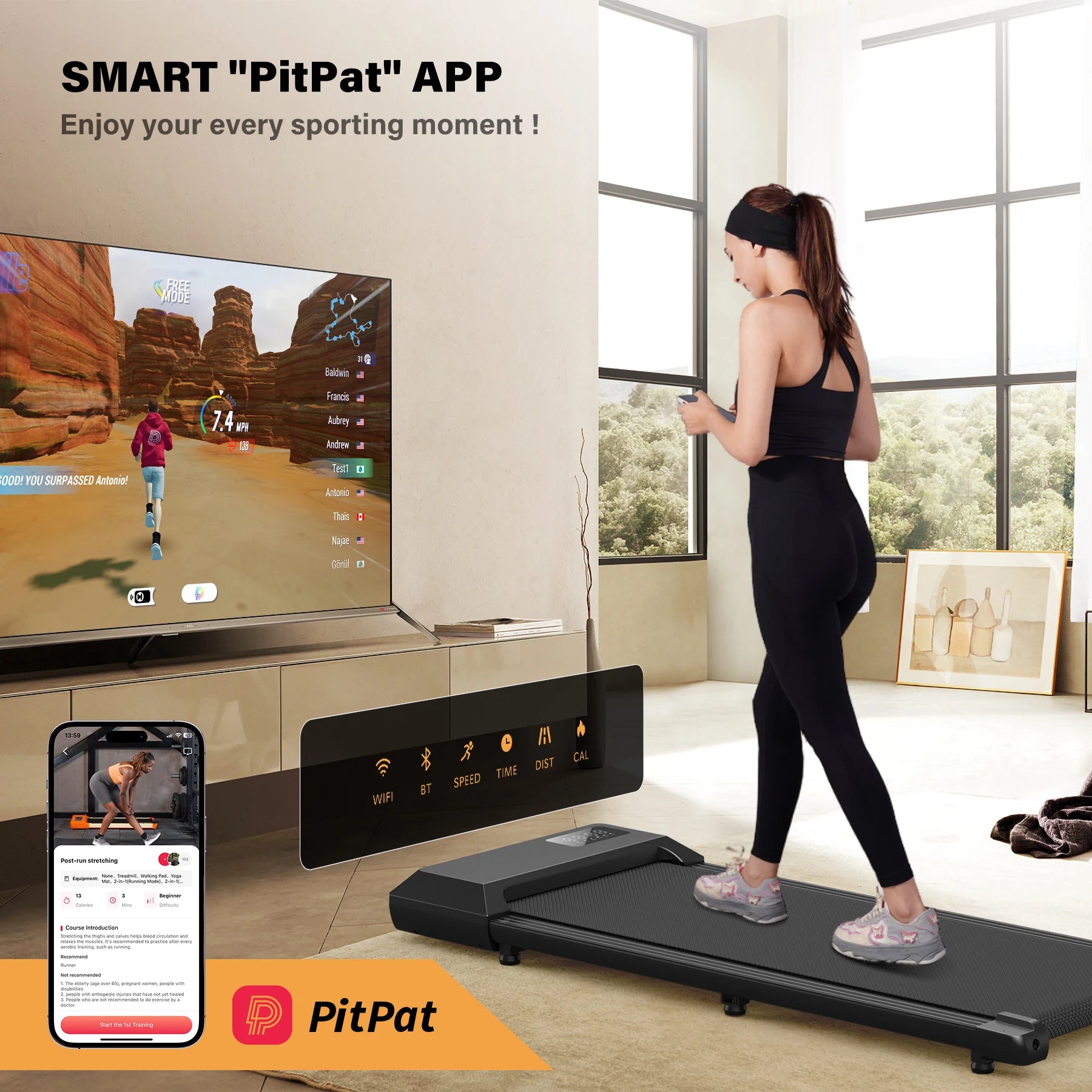 Walking Treadmill,2.5HP Motor,Anti-Slip Shock Absorption,Mini Treadmill for Home Office Remote Control Walkingpad Exercise