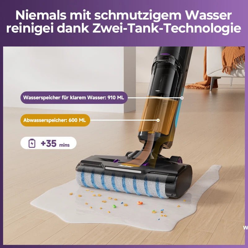Redkey W15 Cordless Vacuum Cleaner, Wet & Dry, 35-Min Runtime, Self-Cleaning, Dual Water Tank,Self-Cleaning,Smart Dirt Detection