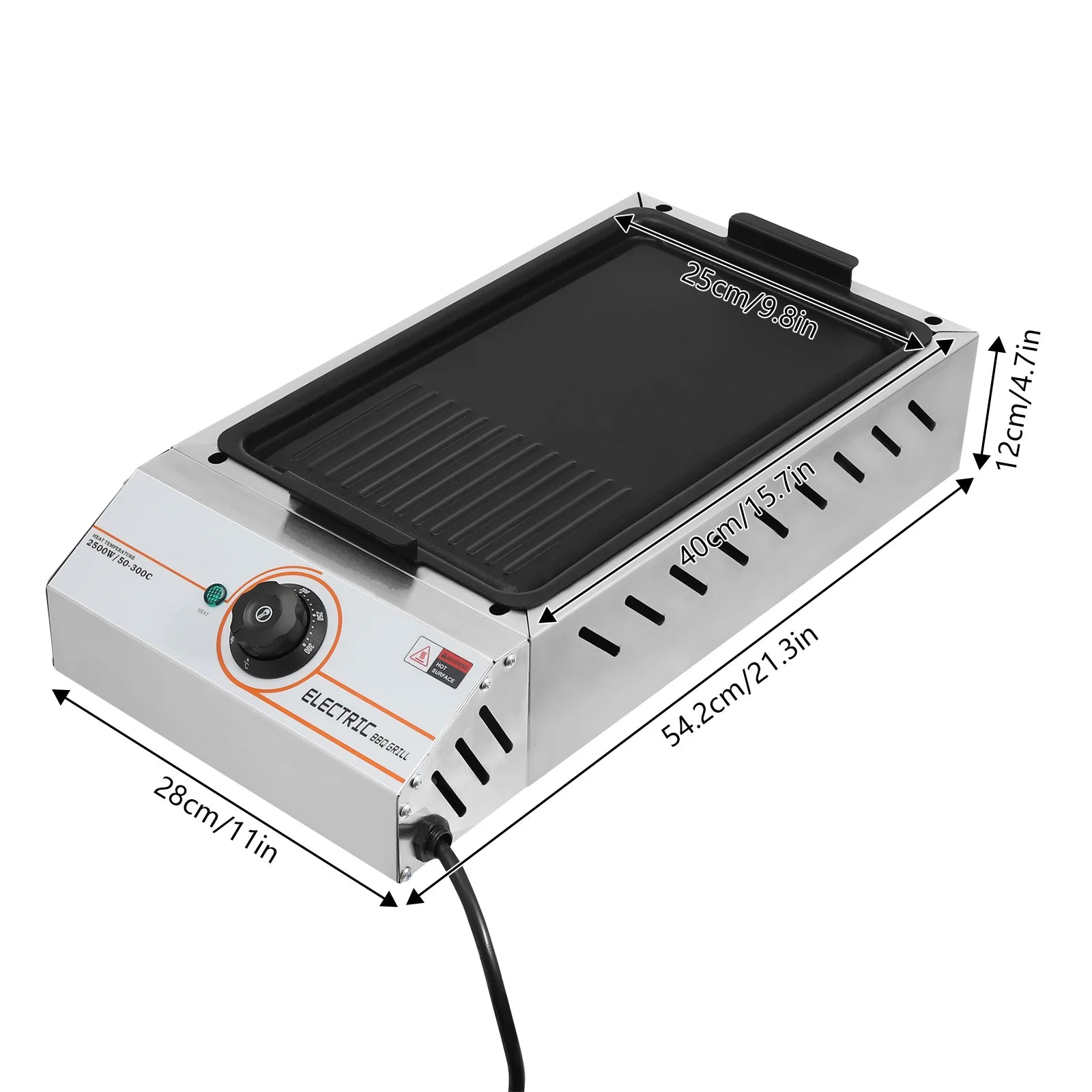 2500W BBQ Grill, Electric Barbecue Grill, Adjustable Temp Electric Griller