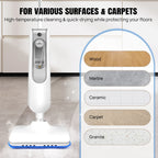 DayPlus Steam Mop & Detachable Steam Cleaner, 1500W Powerful Floor Steamer for Carpet Laminate Hardwood,2 Washable Pads, 400ml